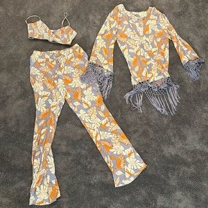 Vici x summer of Diane pants, bralette and cardigan